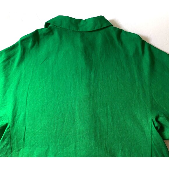 Zara Linen Blend Shirt Women M Shamrock Green 3/4 Kimono Sleeve Button Down NWOT - Picture 6 of 16